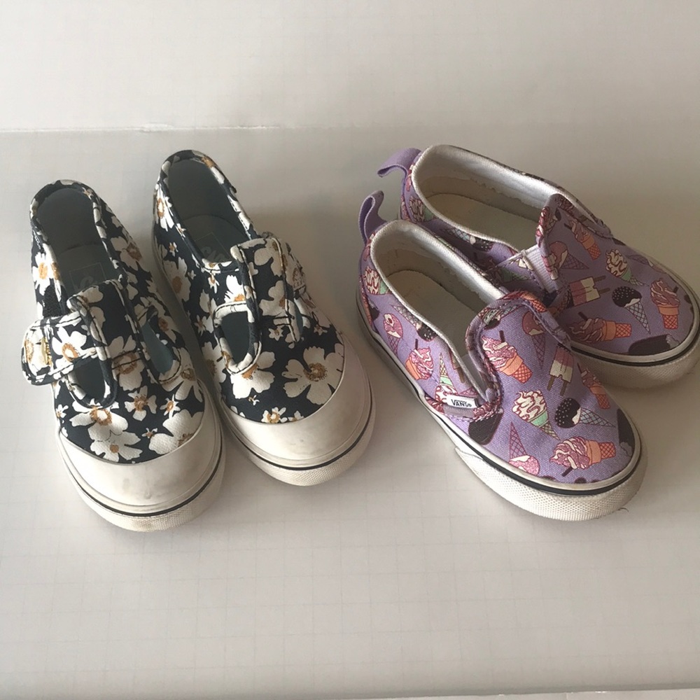 Vans shoes 8 Toddler Girls ice cream & flowers